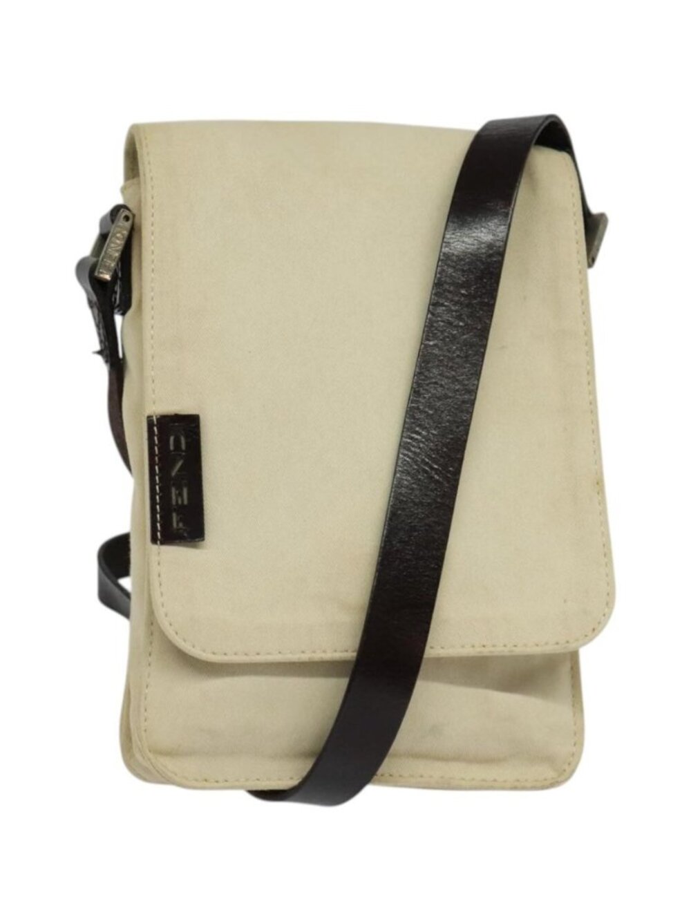 FENDI Shoulder Bag Canvas White Silver